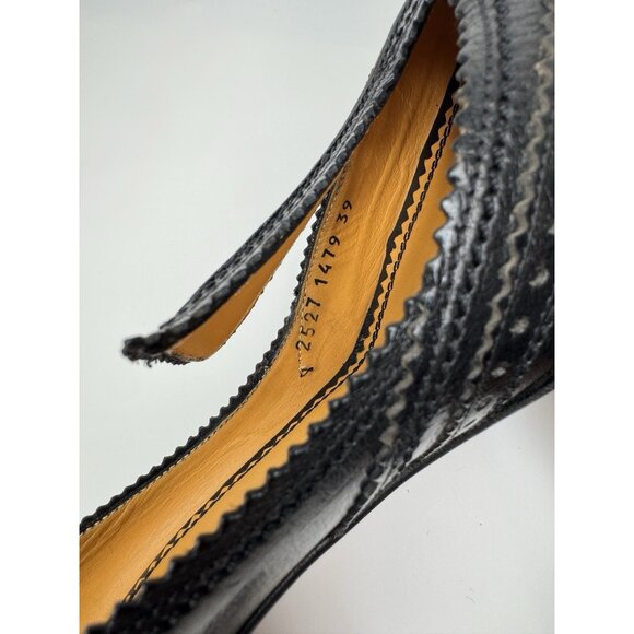 Vintage Yves Saint Laurent Size 39 8 YSL Black Leather Kitten Heels Shoes Pump - Picture 6 of 10